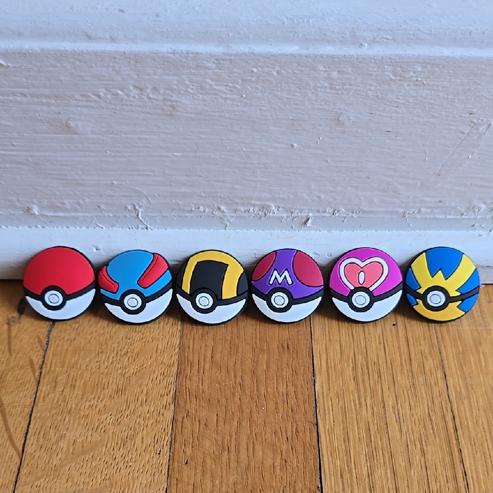 NWOT, Pokémon Pokéball Croc Charms, Set of 6